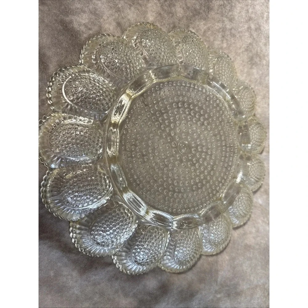 Indiana Glass Company's Hobnail  plate Clear pressed glass deviled egg pattern
